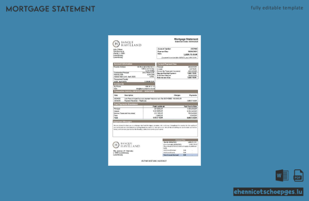 Beispiel eines Hypothekenauszugs der Banque Havilland Luxemburg (Word- und PDF-Datei)